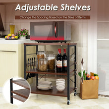 Load image into Gallery viewer, 3-Tier Kitchen Baker's Rack Microwave Oven Storage Cart with Hooks-Vintage