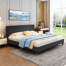 Load image into Gallery viewer, Full Upholstered Platform Bed Frame with Headboard Wood Slat-Gray
