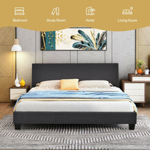 Load image into Gallery viewer, Full Upholstered Platform Bed Frame with Headboard Wood Slat-Gray