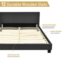 Load image into Gallery viewer, Full Upholstered Platform Bed Frame with Headboard Wood Slat-Gray