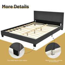 Load image into Gallery viewer, Full Upholstered Platform Bed Frame with Headboard Wood Slat-Gray