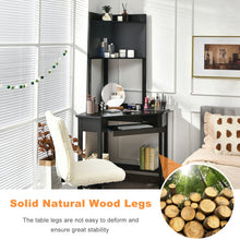 Load image into Gallery viewer, Corner Computer Desk with Hutch and Storage Shelves-Black