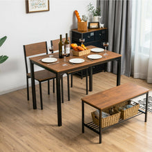 Load image into Gallery viewer, 4 Pieces Rustic Dining Table Set with 2 Chairs and Bench-Brown