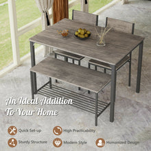 Load image into Gallery viewer, 4 Pieces Rustic Dining Table Set with 2 Chairs and Bench-Gray