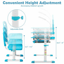 Load image into Gallery viewer, Height Adjustable Kids Study Table and Chair Set with Bookstand-Blue
