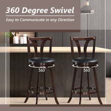 Load image into Gallery viewer, Set of 2 Swivel Bar Stools 29.5 Inch Bar Height Chairs with Rubber Wood Legs-29.5 Inch