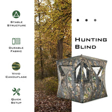 Load image into Gallery viewer, 3 Person Portable Hunting Blind Pop-Up Ground Tent with Gun Ports and Carrying Bag