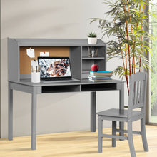 Load image into Gallery viewer, Kids Desk and Chair Set Study Writing Desk with Hutch and Bookshelves-Gray