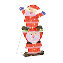 Load image into Gallery viewer, LED Double Santa Yard Sign with String Lights and 4 Stakes
