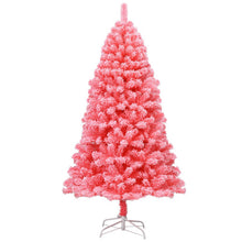 Load image into Gallery viewer, Pink Christmas Tree with Snow Flocked PVC Tips and Metal Stand-6.5 ft