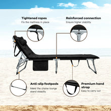 Load image into Gallery viewer, 4-Fold Oversize Padded Folding Lounge Chair with Removable Soft Mattress-Black