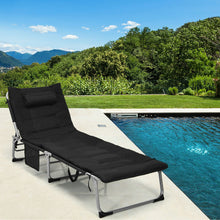 Load image into Gallery viewer, 4-Fold Oversize Padded Folding Lounge Chair with Removable Soft Mattress-Black