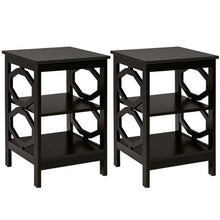 Load image into Gallery viewer, 2 Pieces 3-tier Nightstand Sofa Side End Accent Table Storage Display Shelf-Black