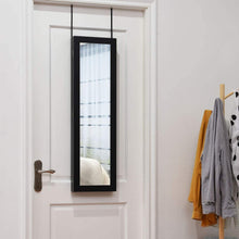 Load image into Gallery viewer, Full Length Mirror Jewelry Cabinet with Ring Slots and Necklace Hooks-Dark Brown