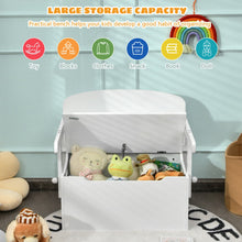 Load image into Gallery viewer, 3-in-1 Kids Convertible Storage Bench Wood Activity Table and Chair Set-White