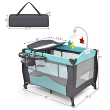Load image into Gallery viewer, 3 in 1 Baby Playard Portable Infant Nursery Center with Music Box-Green