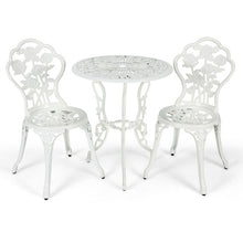 Load image into Gallery viewer, Outdoor Cast Aluminum Patio Furniture Set with Rose Design-White