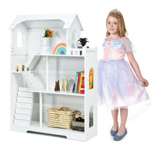 Load image into Gallery viewer, 3-Tier Wooden Dollhouse Bookcase in Kid's Room Gift for 3+