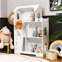 Load image into Gallery viewer, 3-Tier Wooden Dollhouse Bookcase in Kid's Room Gift for 3+