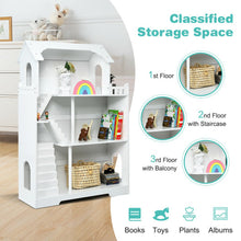 Load image into Gallery viewer, 3-Tier Wooden Dollhouse Bookcase in Kid's Room Gift for 3+
