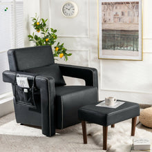 Load image into Gallery viewer, Modern Berber Fleece Single Sofa Chair with Ottoman and Waist Pillow-Black