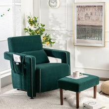 Load image into Gallery viewer, Modern Berber Fleece Single Sofa Chair with Ottoman and Waist Pillow-Green