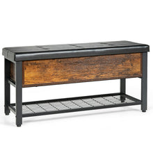 Load image into Gallery viewer, Shoe Bench Padded Bench with Storage Box and Shoe Shelf-Black