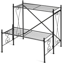 Load image into Gallery viewer, 2-Tier Metal Plant Stand Garden Shelf