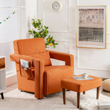 Load image into Gallery viewer, Modern Berber Fleece Single Sofa Chair with Ottoman and Waist Pillow-Orange