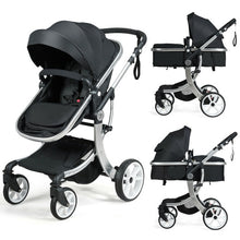 Load image into Gallery viewer, Folding Aluminum Infant Reversible Stroller with Diaper Bag-Black