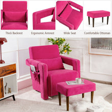 Load image into Gallery viewer, Modern Berber Fleece Single Sofa Chair with Ottoman and Waist Pillow-Red