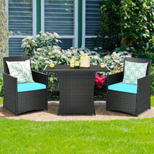 Load image into Gallery viewer, 3 Pieces Patio Rattan Furniture Set with Cushion and Sofa Armrest-Turquoise