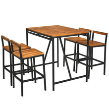 Load image into Gallery viewer, 5 Pieces Outdoor Acacia Wood and PE Rattan Bar Set