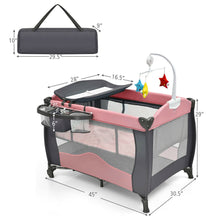 Load image into Gallery viewer, 3 in 1 Baby Playard Portable Infant Nursery Center with Music Box-Pink