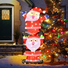 Load image into Gallery viewer, LED Double Santa Yard Sign with String Lights and 4 Stakes
