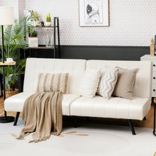 Load image into Gallery viewer, Futon Sofa Bed PU Leather Convertible Folding Couch Sleeper Lounge-White