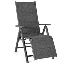 Load image into Gallery viewer, Aluminum Frame Adjustable Outdoor Foldable Reclining Padded Chair-Gray