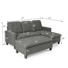 Load image into Gallery viewer, L-shaped Linen Reversible Sectional Sofa Couch with Ottoman-Gray