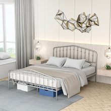 Load image into Gallery viewer, Queen Size Metal Bed Frame Platform Headboard and Footboard with Storage-Silver