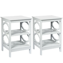 Load image into Gallery viewer, 2 Pieces 3-tier Nightstand Sofa Side End Accent Table Storage Display Shelf-White