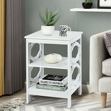 Load image into Gallery viewer, 2 Pieces 3-tier Nightstand Sofa Side End Accent Table Storage Display Shelf-White