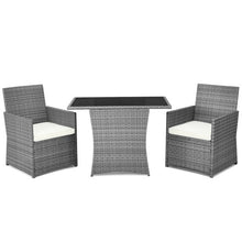 Load image into Gallery viewer, 3 Pieces Patio Rattan Furniture Set with Cushioned Armrest Sofa-White