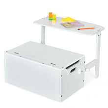 Load image into Gallery viewer, 3-in-1 Kids Convertible Storage Bench Wood Activity Table and Chair Set-White