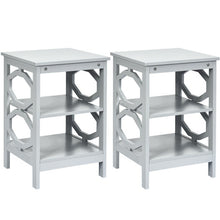 Load image into Gallery viewer, 2 Pieces 3-tier Nightstand Sofa Side End Accent Table Storage Display Shelf-Gray