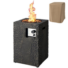 Load image into Gallery viewer, 16 Feet Square Outdoor Propane Fire Pit with Lava Rocks Waterproof Cover 30 000 BTU