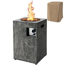 Load image into Gallery viewer, 16 Feet Square Outdoor Propane Fire Pit with Lava Rocks Waterproof Cover 30 000 BTU