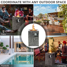 Load image into Gallery viewer, 16 Feet Square Outdoor Propane Fire Pit with Lava Rocks Waterproof Cover 30 000 BTU