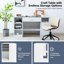 Load image into Gallery viewer, Sewing Craft Table Home Office Computer Desk with Storage Shelves and Drawer