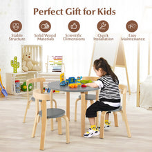 Load image into Gallery viewer, 5-Piece Kids Wooden Curved Back Activity Table and Chair Set with Toy Bricks Grey