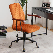 Load image into Gallery viewer, Velvet Home Office Chair with Wooden Armrest Orange